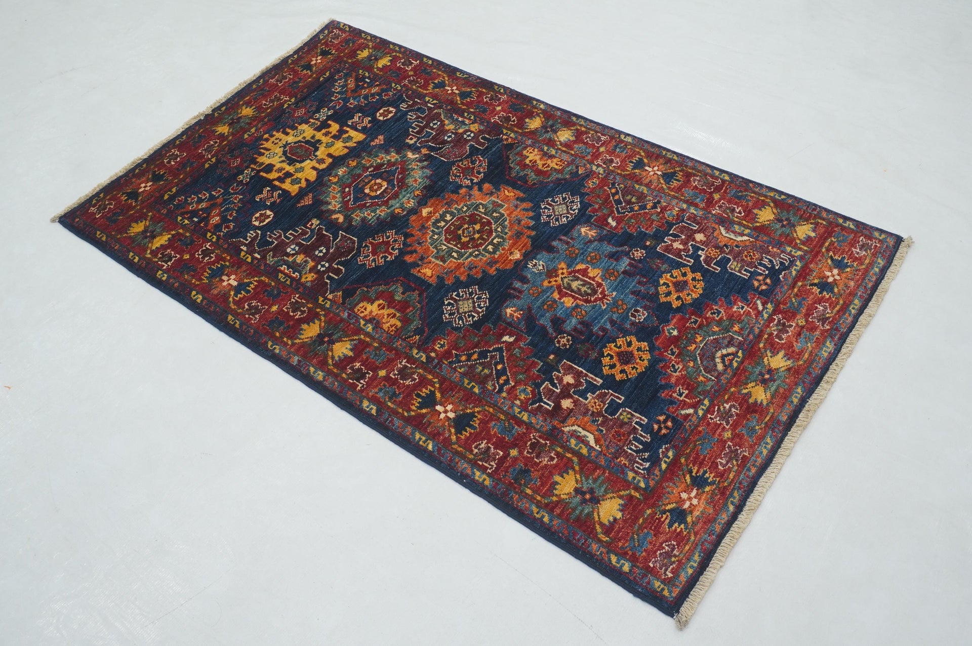 3x5 Navy Blue Baluch Afghan Hand knotted Tribal Rug