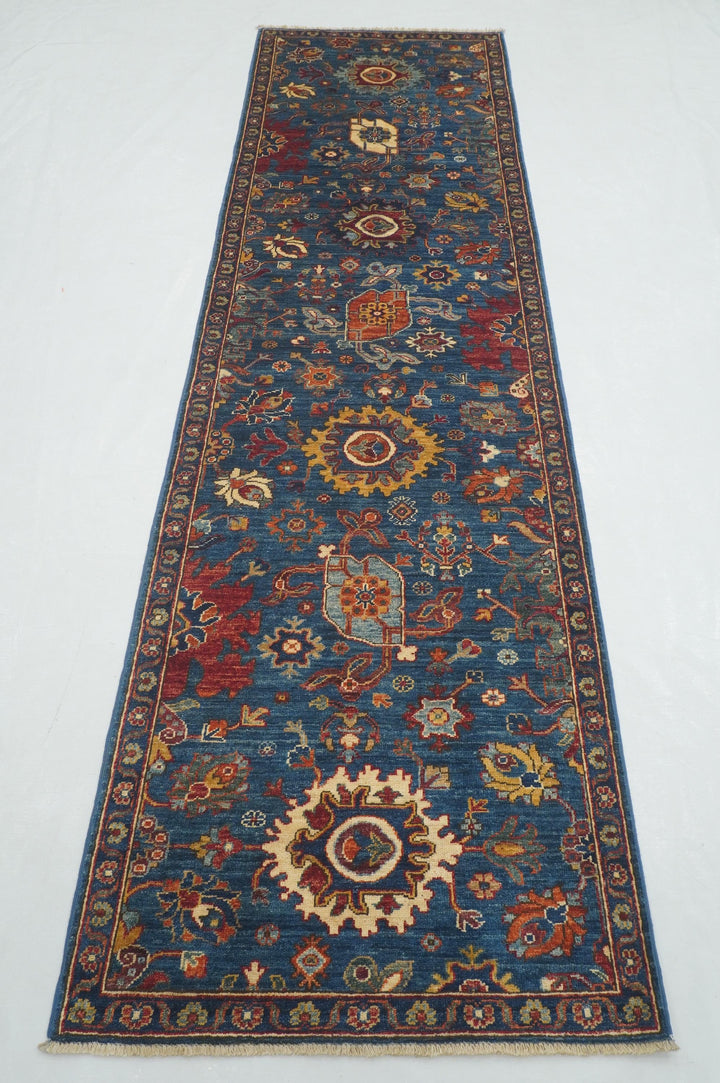 10 ft Blue Bidjar Afghan Hand knotted Oriental Runner Rug