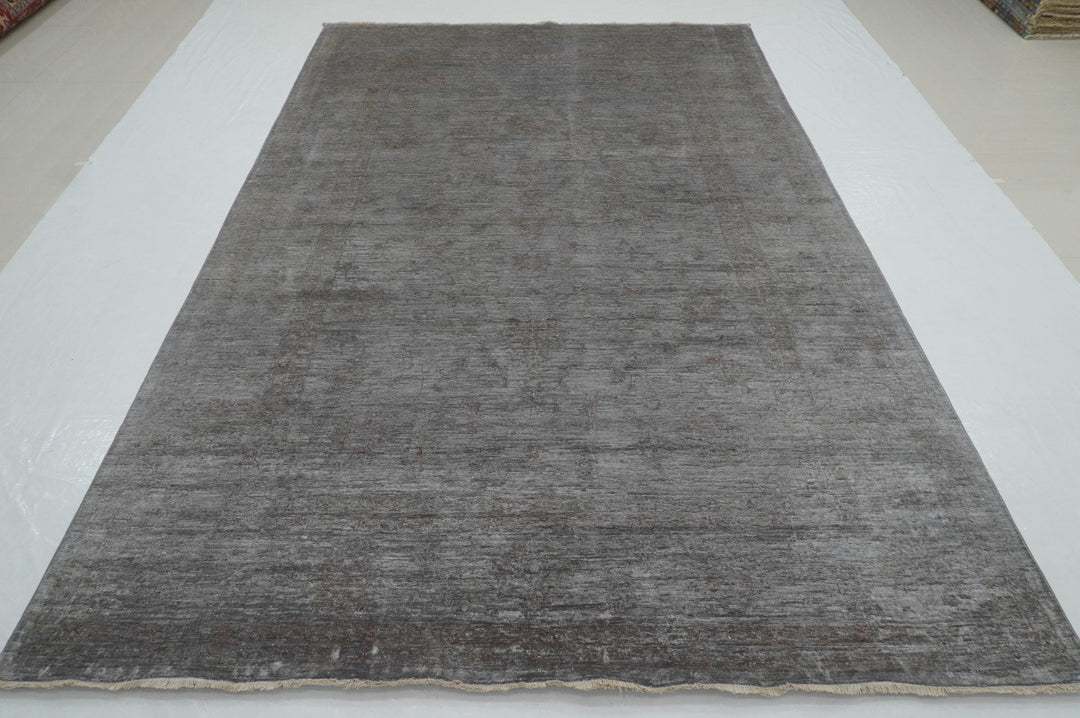 7x10 Silver Gray Afghan Hand knotted Oriental Overdyed Rug