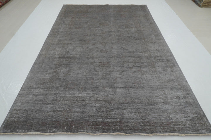 7x10 Silver Gray Afghan Hand knotted Oriental Overdyed Rug