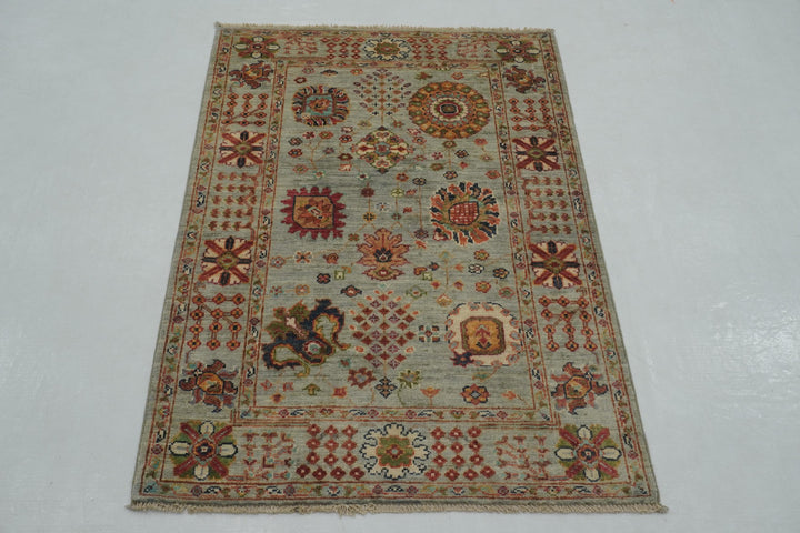 3x4 Blueish Gray Afghan Waziri Oriental Rug