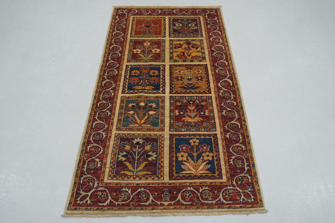 3x6 Beige Bakhtiyar Afghan Hand Knotted Runner Rug