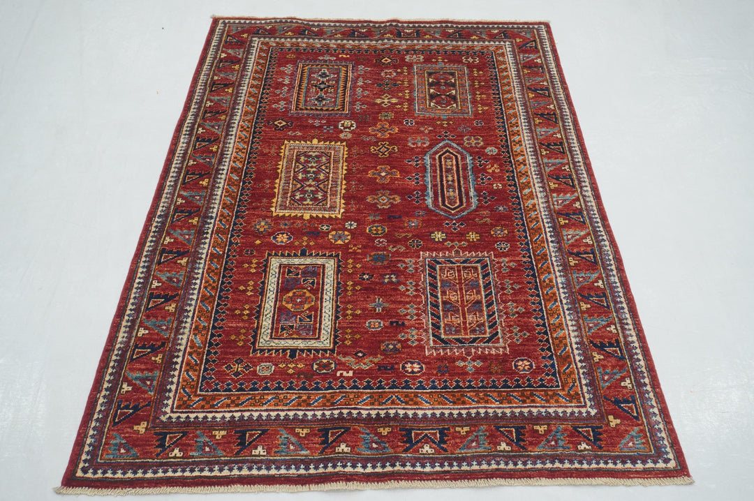 4x6 Red Baluch Afghan hand knotted Oriental Rug