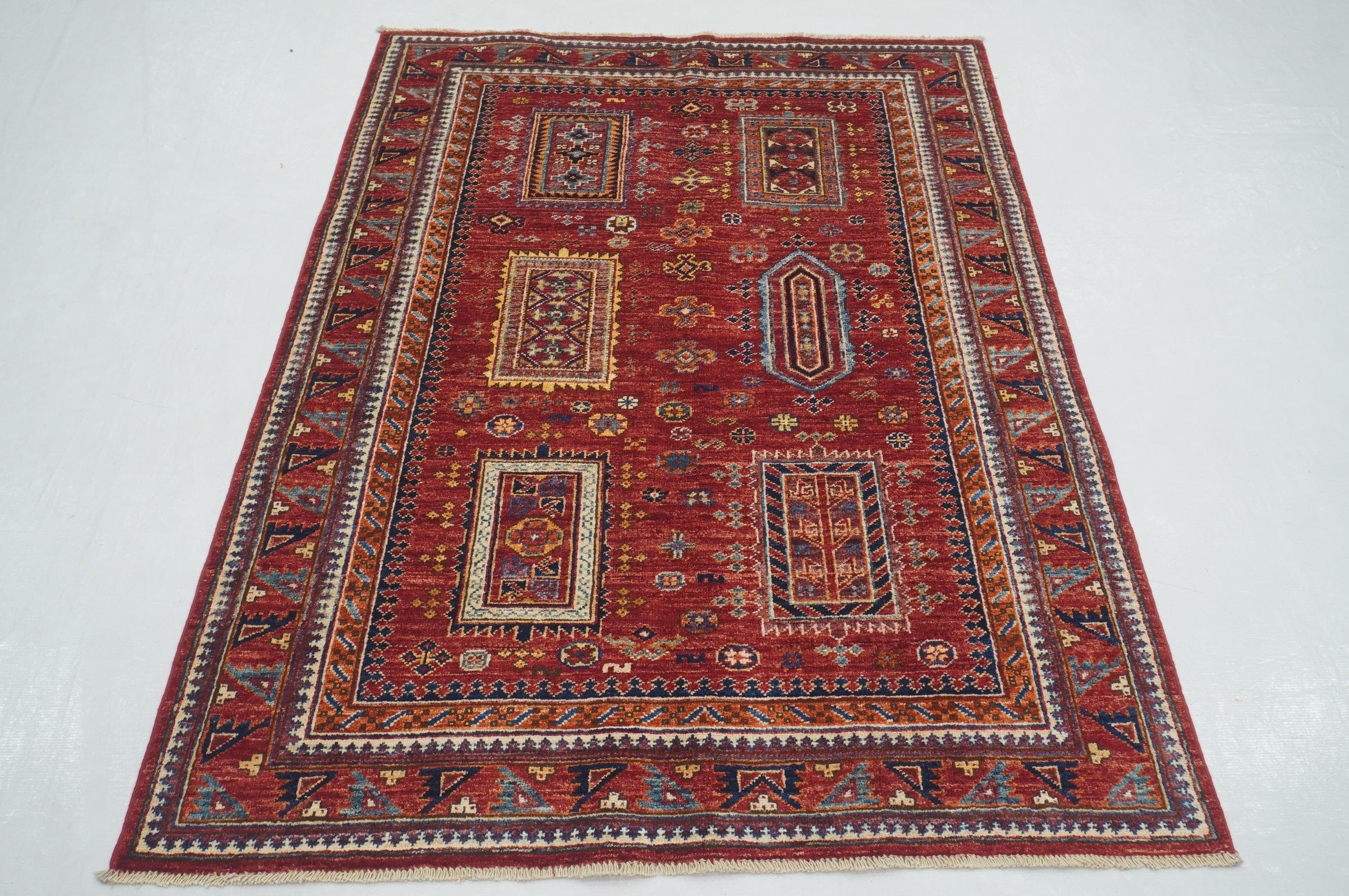 4x6 Red Baluch Afghan hand knotted Oriental Rug - Yildiz Rugs