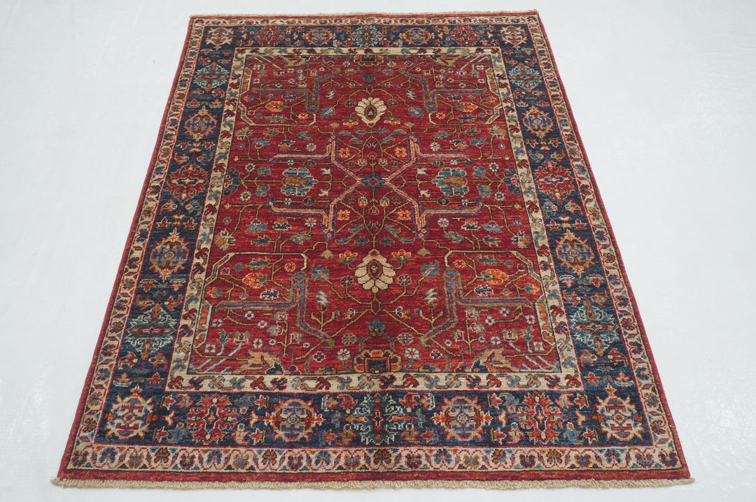 4x6 Red Bidjar Afghan hand knotted Oriental Rug