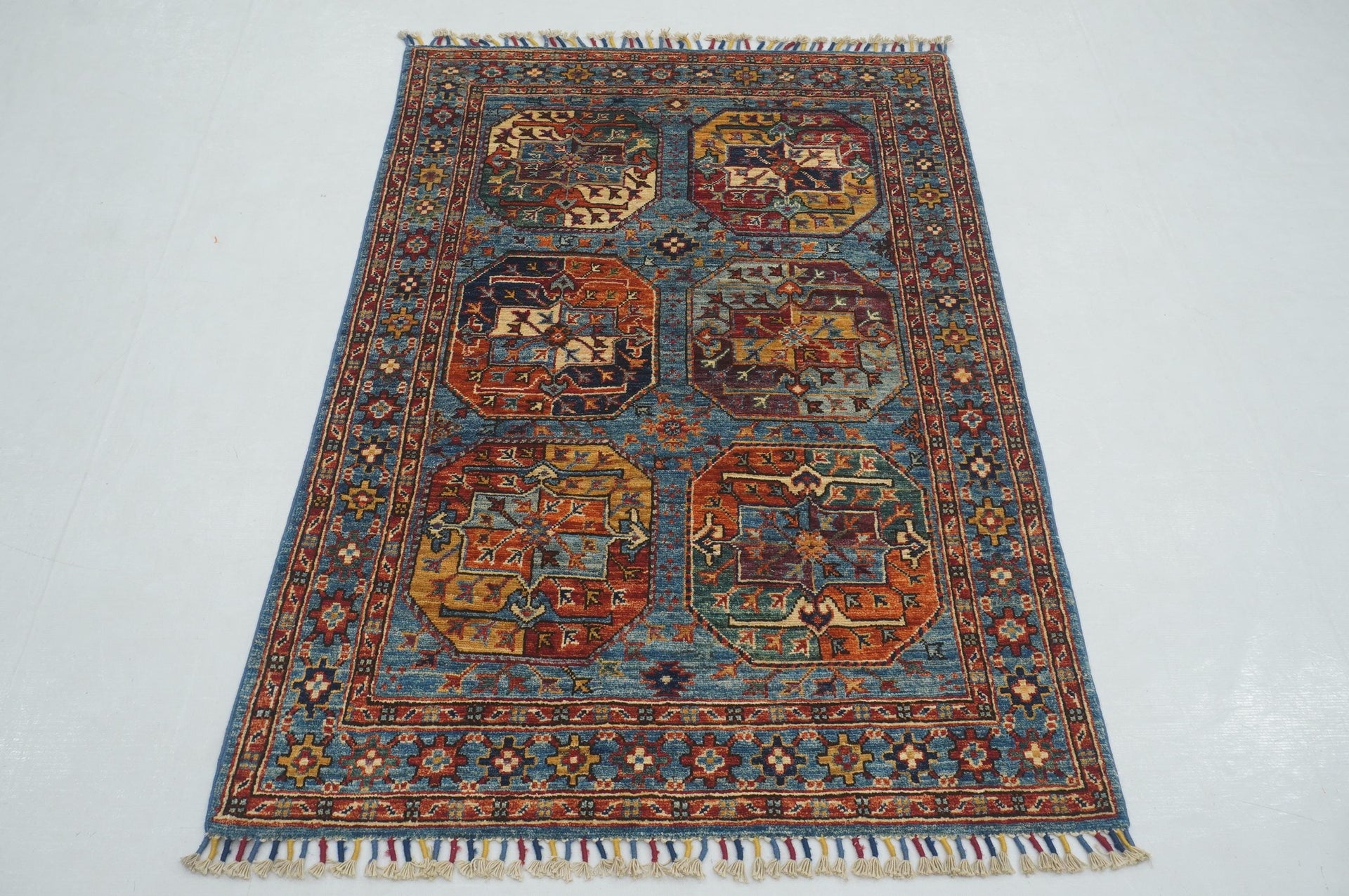 3x5 Blue Ersari Afghan Hand knotted Oriental Rug
