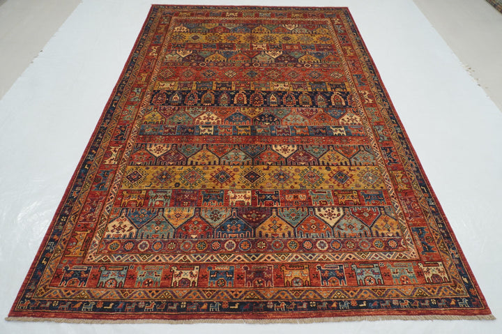 6x9 Red Animal Tribal Gabbeh Afghan Hand Knotted Rug