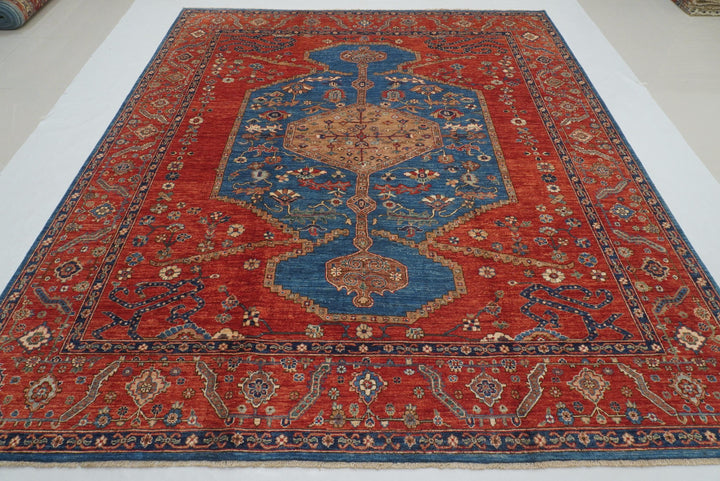 8x10 Blue Red Serapi Afghan Hand knotted Oriental Rug