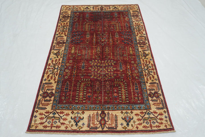 4x6 Red Afghan Bakhshaish Hand Knotted Oriental Rug