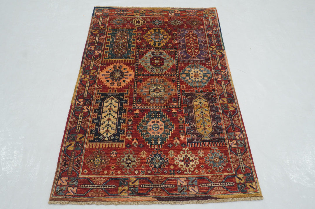 3x5 Red Baluch Tribal Afghan Hand knotted Rug