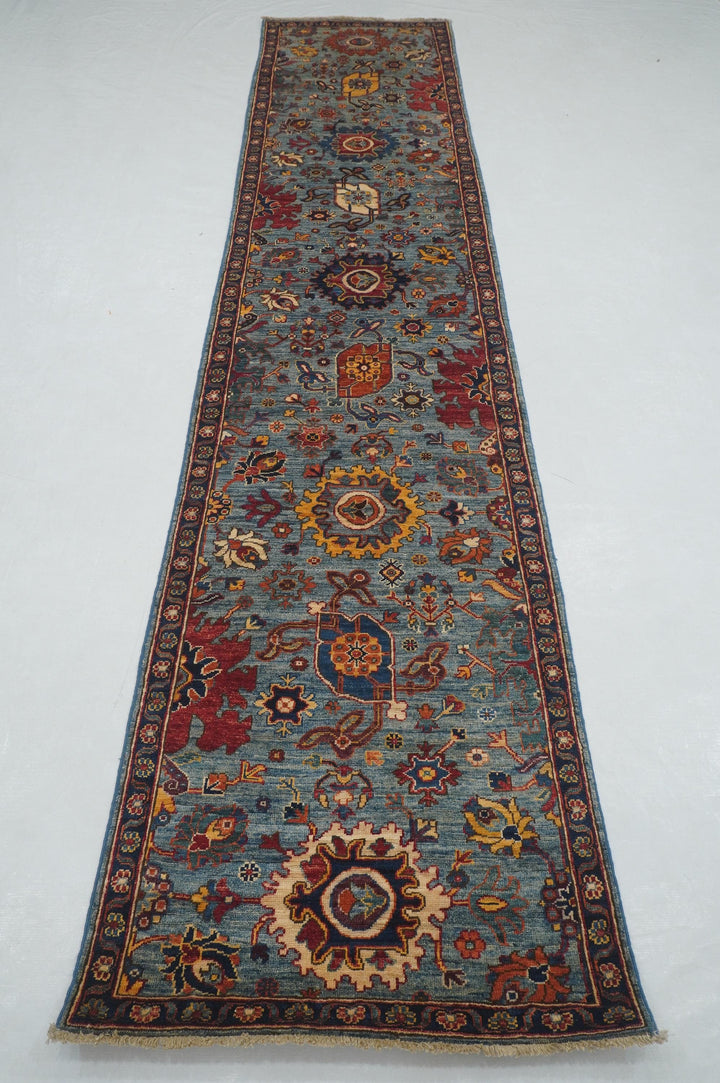 12 ft Blue Bidjar Afghan Hand knotted Oriental Runner Rug