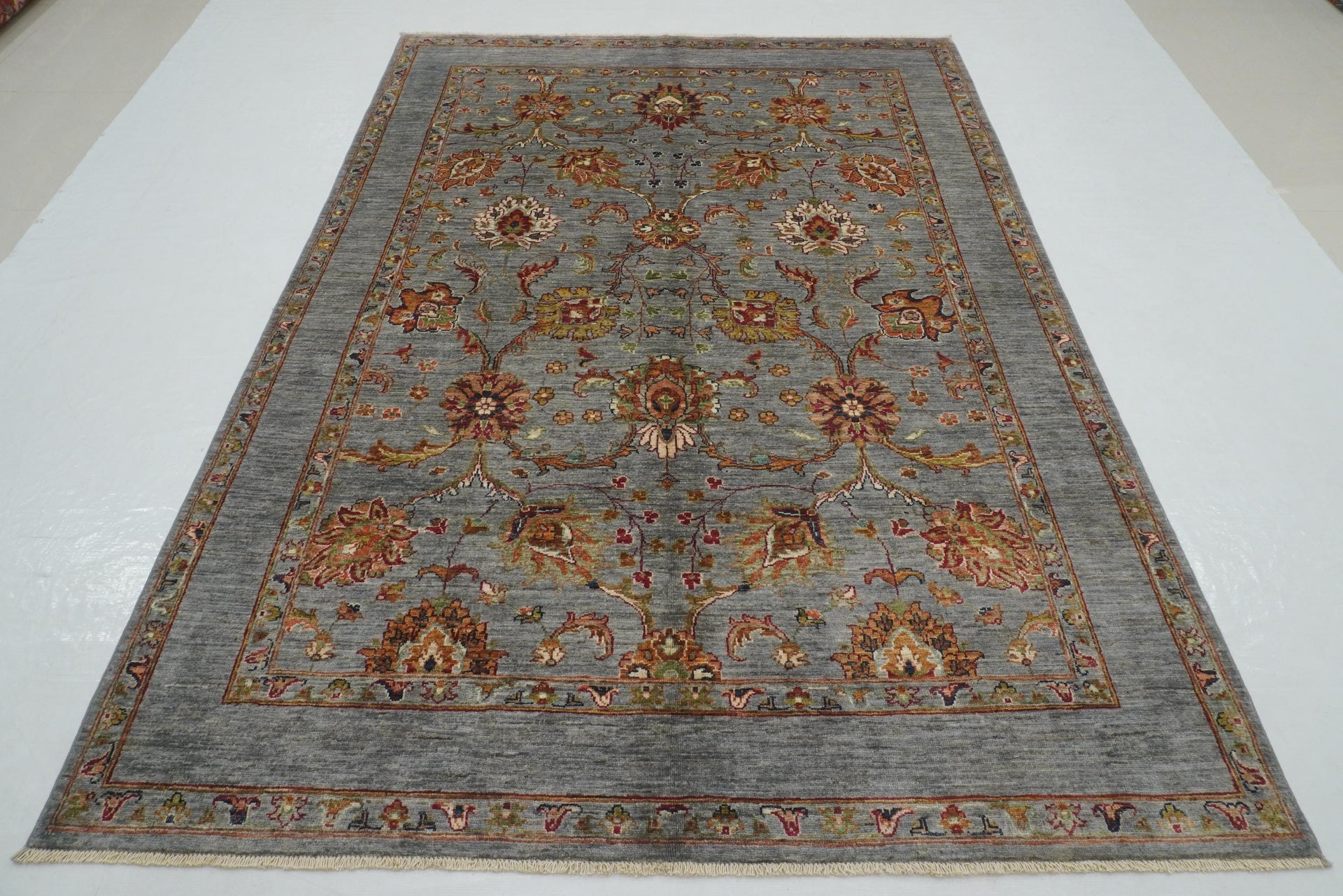 6x8 Blueish Gray Waziri Afghan Hand Knotted Oriental Rug