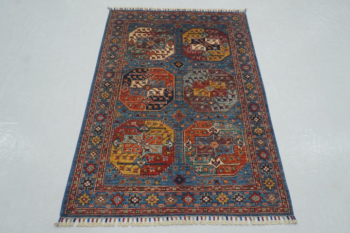 3x5 Blue Ersari Afghan Hand knotted Oriental Rug