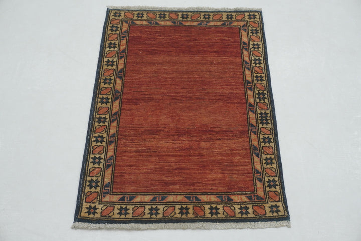 2x3 Red Vintage Baghlani Afghan Hand knotted Accent Rug