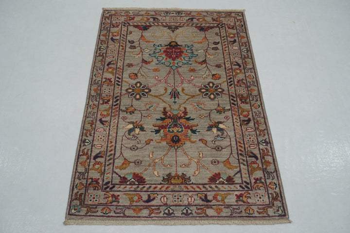 3x4 Gray Afghan Waziri Hand knotted Oriental Rug