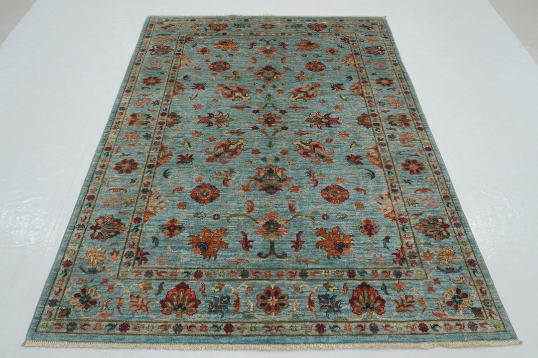 5x7 Blue Waziri Afghan Hand Knotted Oriental Rug