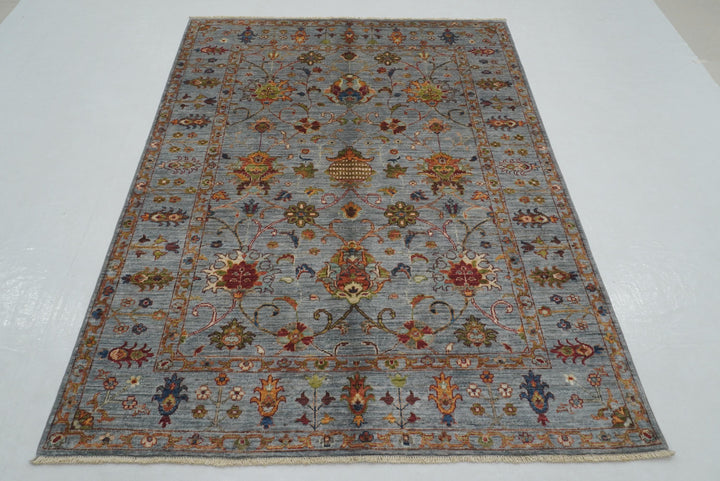 5x7 Blueish Gray Waziri Afghan Hand Knotted Oriental Rug