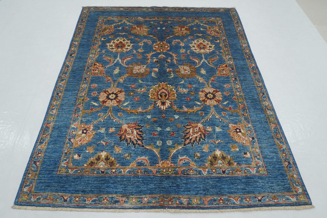 5x7 Blue Waziri Afghan Hand Knotted Oriental Rug