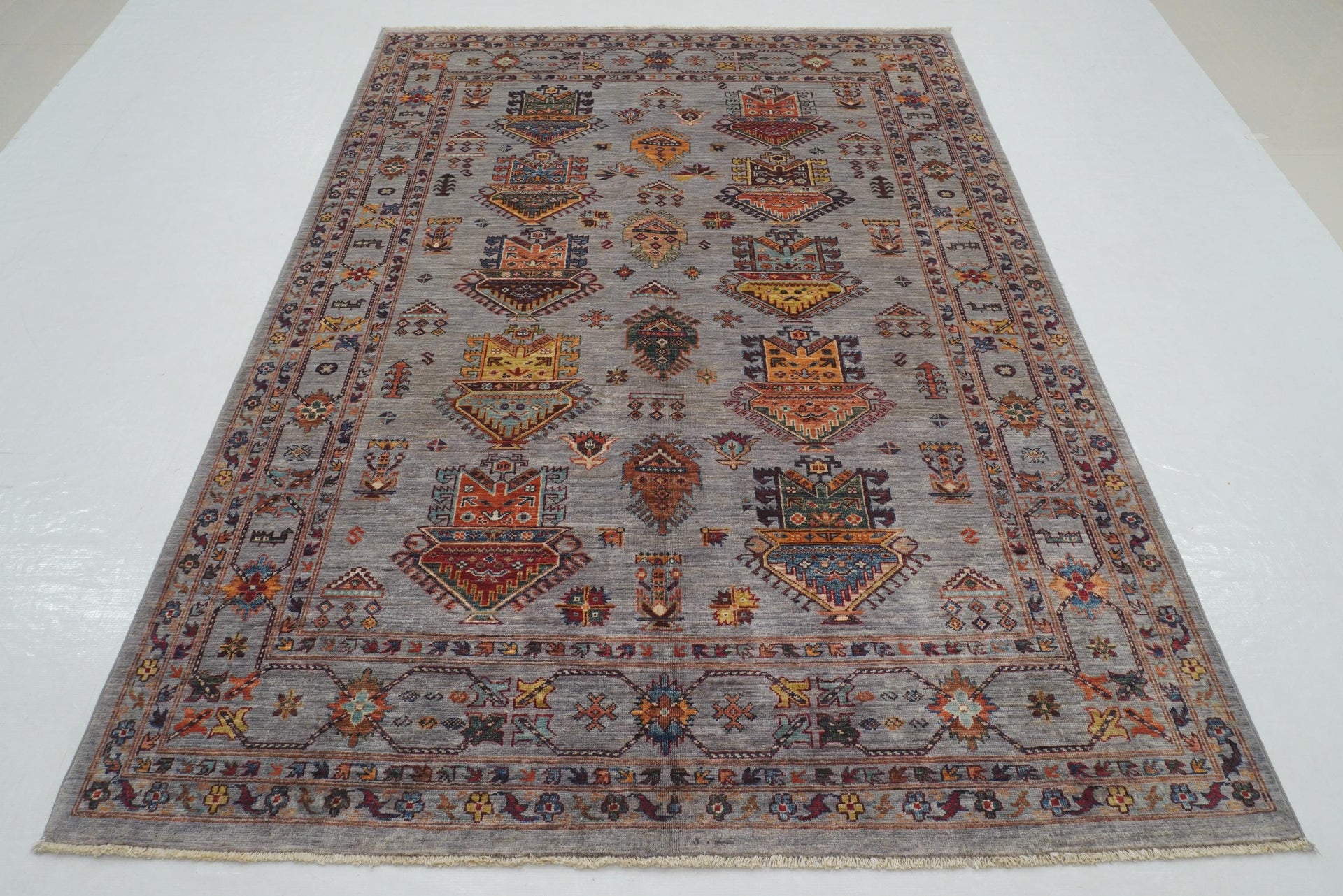 6x8 Blueish Gray Baluch Afghan Hand Knotted Oriental Rug