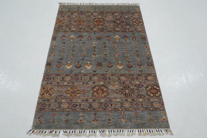 3x5 Blueish Gray Tribal Khorjin Afghan Rug