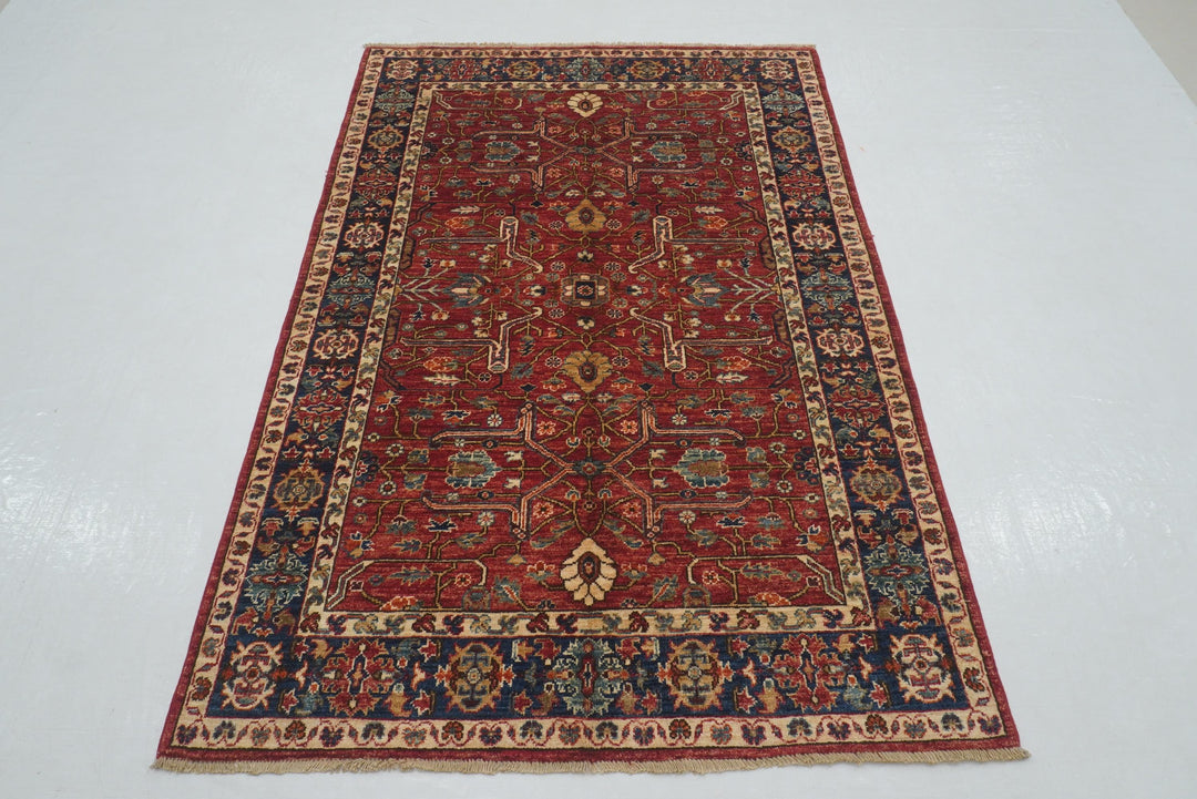 4x6 Red Bidjar Afghan hand knotted Oriental Rug