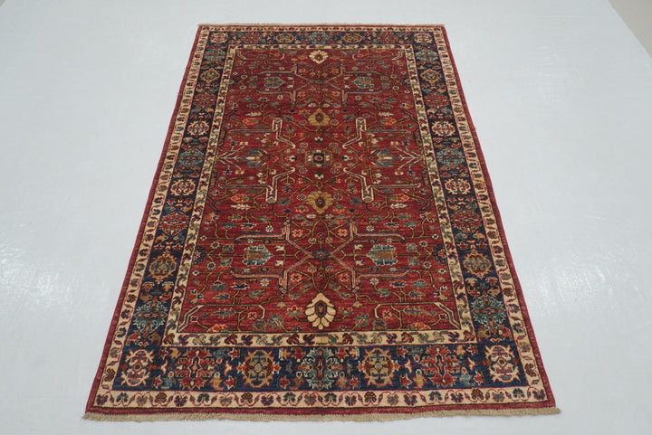 4x6 Red Bidjar Afghan hand knotted Oriental Rug