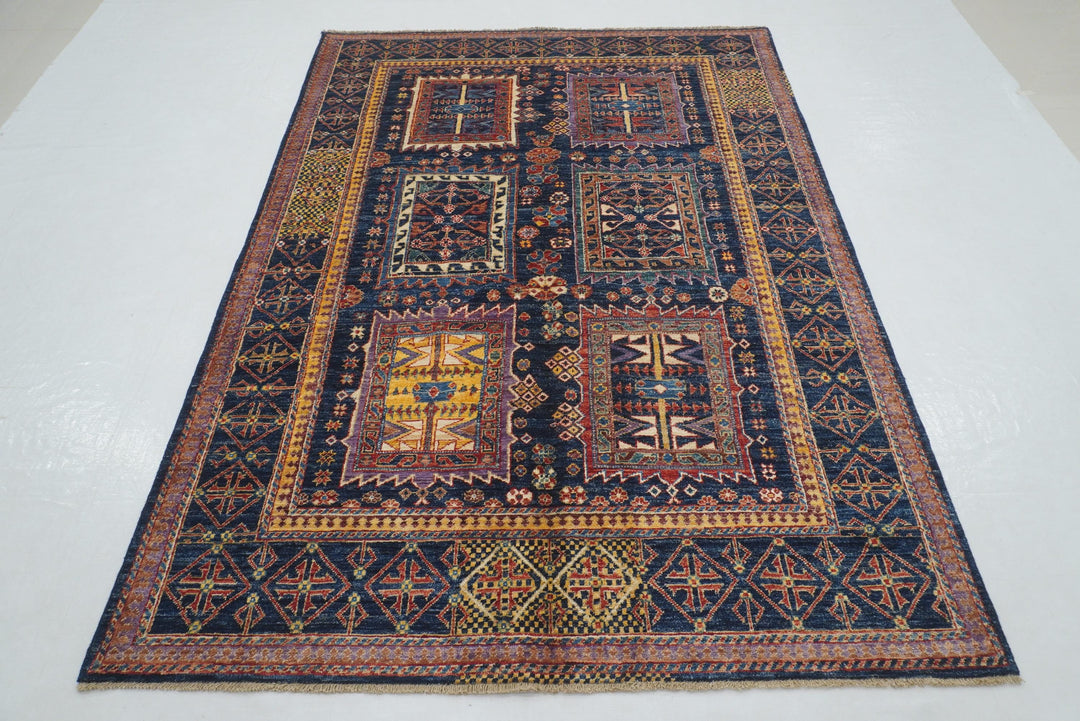 5x7 Navy Blue Baluch Samarkand Afghan Hand knotted Oriental Rug