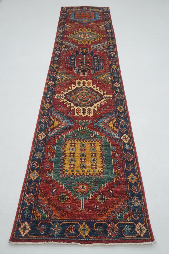 3 x 12 Ft Red Malayer Afghan hand knotted Tribal Runner Rug