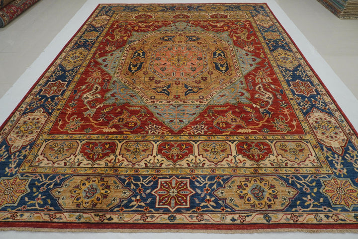 9x12 Mamluk Red Afghan Hand knotted Medallion Rug