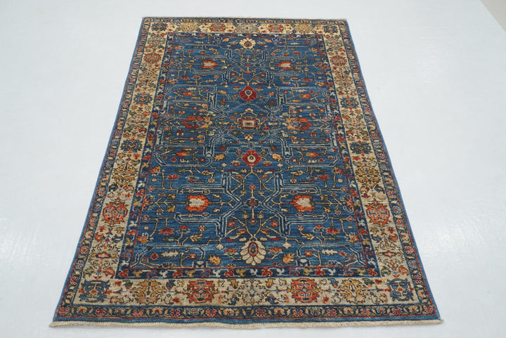 4x6 Blue Afghan Bidjar hand knotted Oriental Rug