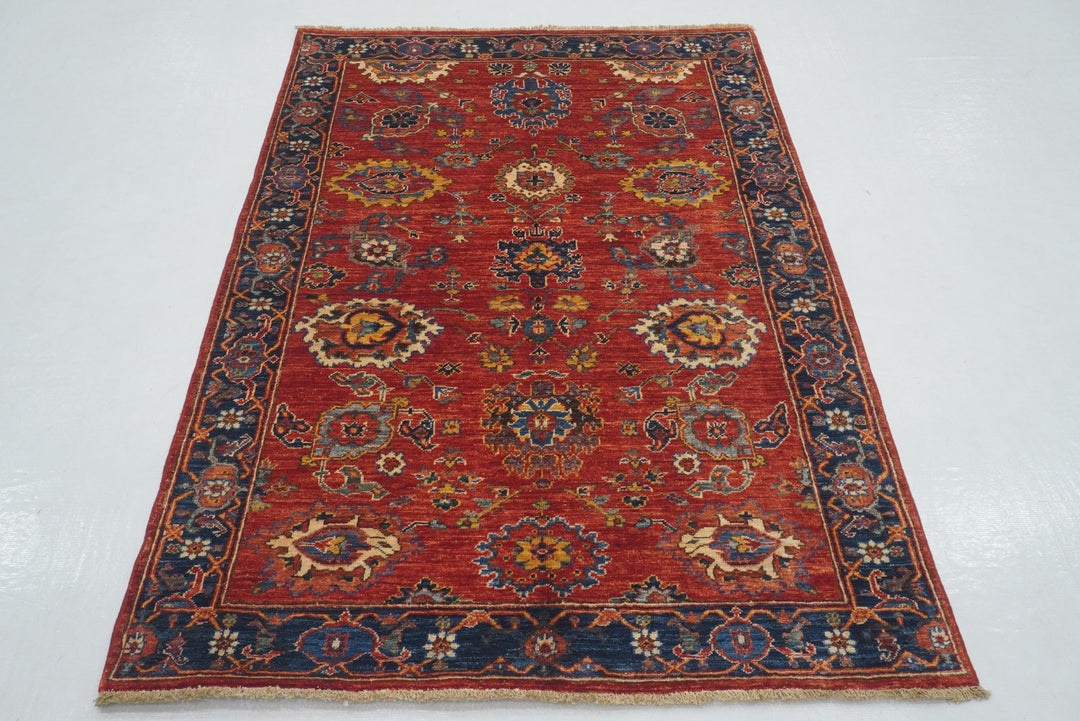 4x6 Red Bidjar Afghan hand knotted Oriental Rug