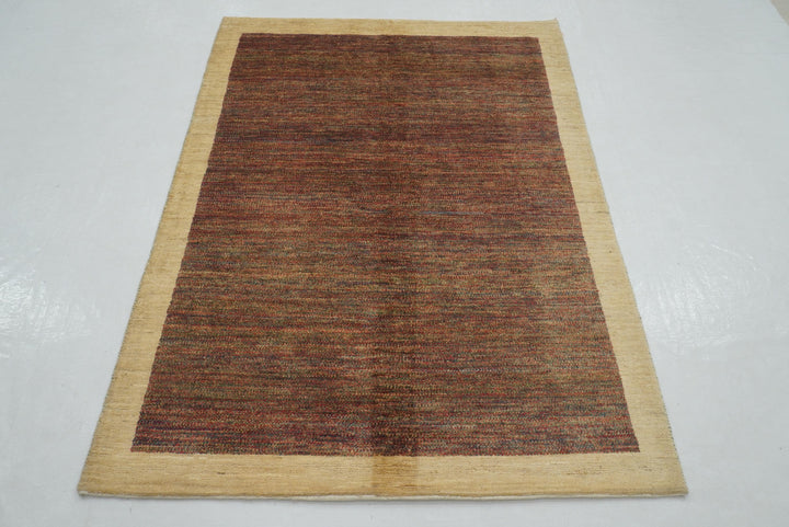 4x6 Simple Gabbeh Afghan Hand knotted Solid Gabbeh Rug