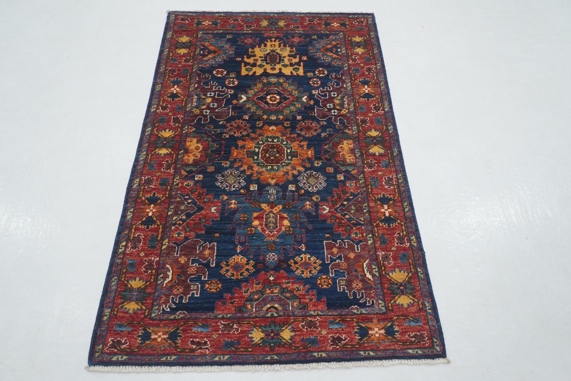 3x5 Navy Blue Baluch Afghan Hand knotted Oriental Rug