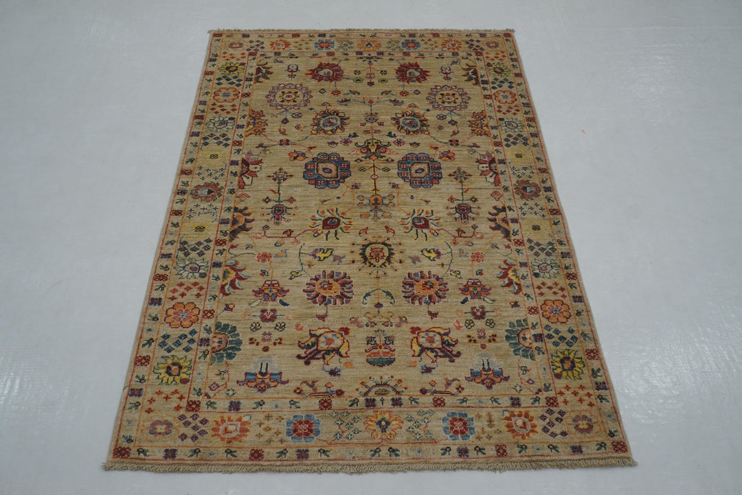 3x5 Beige Waziri Afghan Hand knotted Oriental Rug