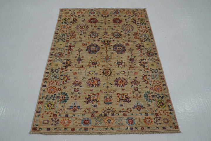 3x5 Beige Waziri Afghan Hand knotted Oriental Rug