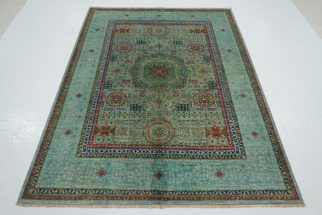 5x7 Gray Gray Mamluk Hand knotted Turkish Rug