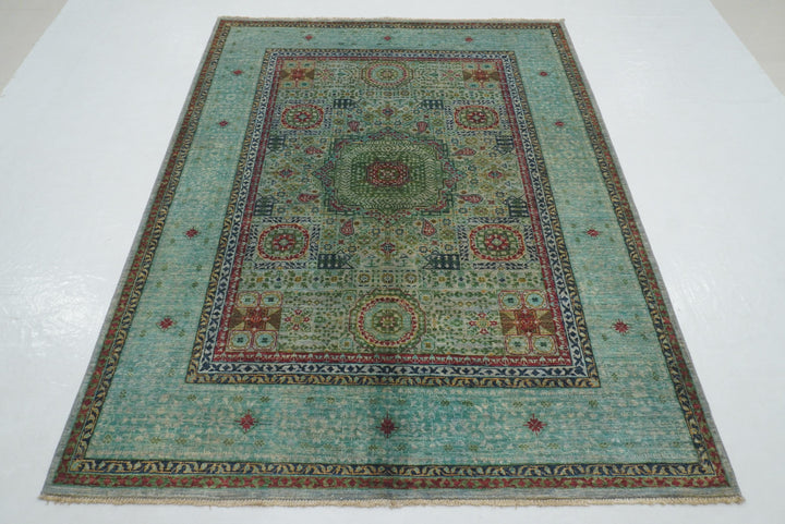 5x7 Gray Gray Mamluk Hand knotted Turkish Rug