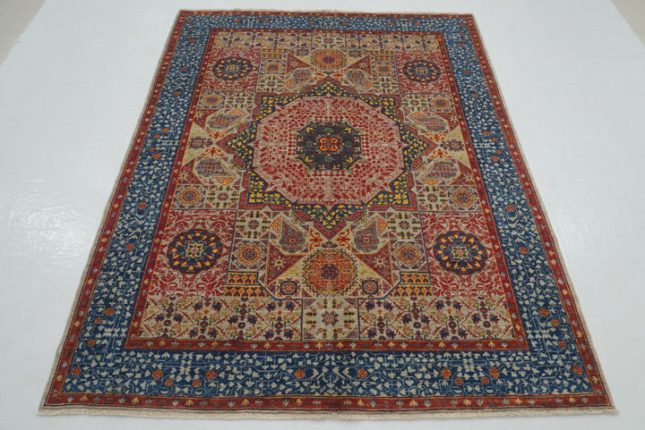 5x7 Gray Mamluk Turkish Hand knotted Medallion Rug