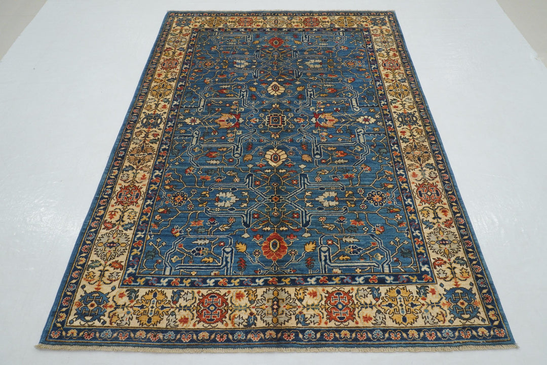 5x7 Soft Blue Bidjar Afghan Hand Knotted Oriental Rug