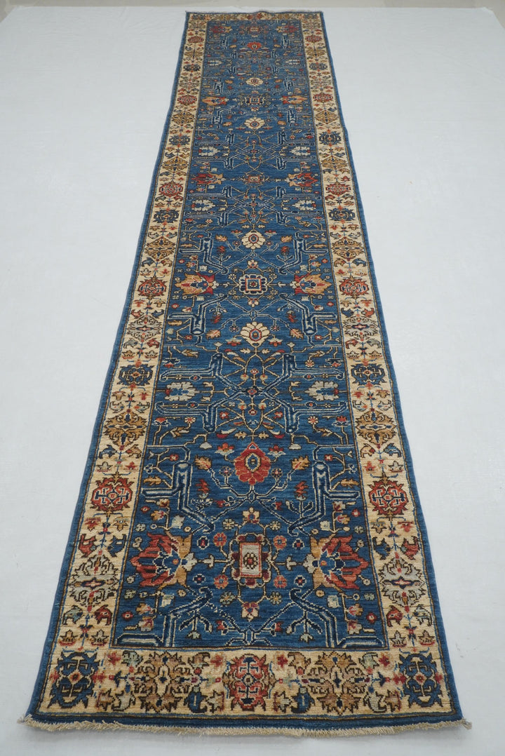 14 Ft Bidjar Blue Afghan hand knotted Oriental Runner Rug