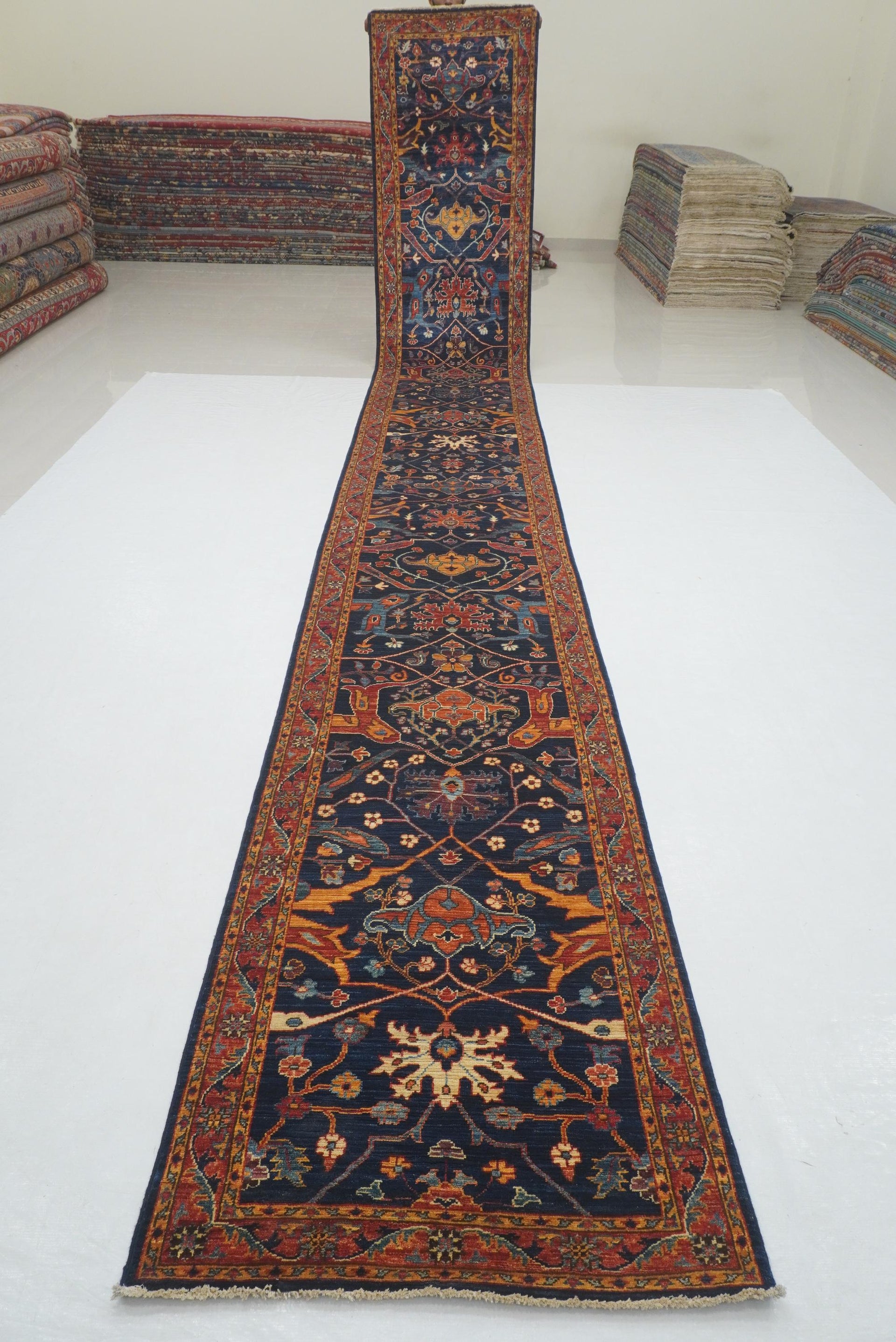 3x20 Ft Navy Blue Bidjar Afghan Extra Long Runner Rug