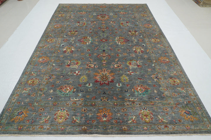 7x10 Blueish Gray Waziri Afghan Hand knotted Oriental Rug