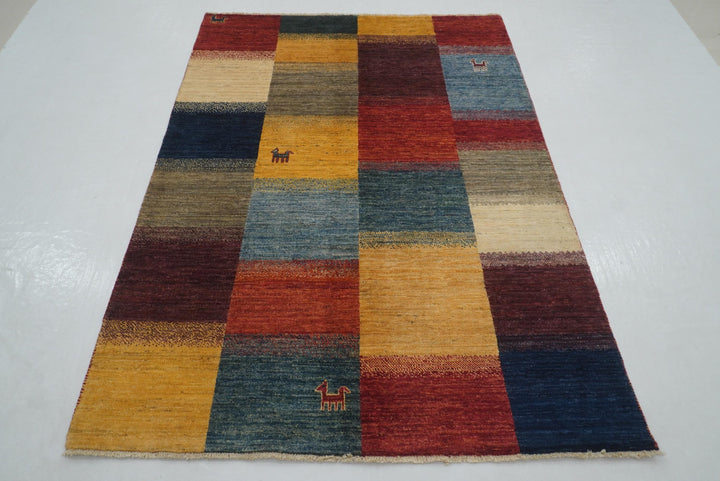 5x7 Nomadic Gabbeh Multicolor Checkered style Afghan Rug