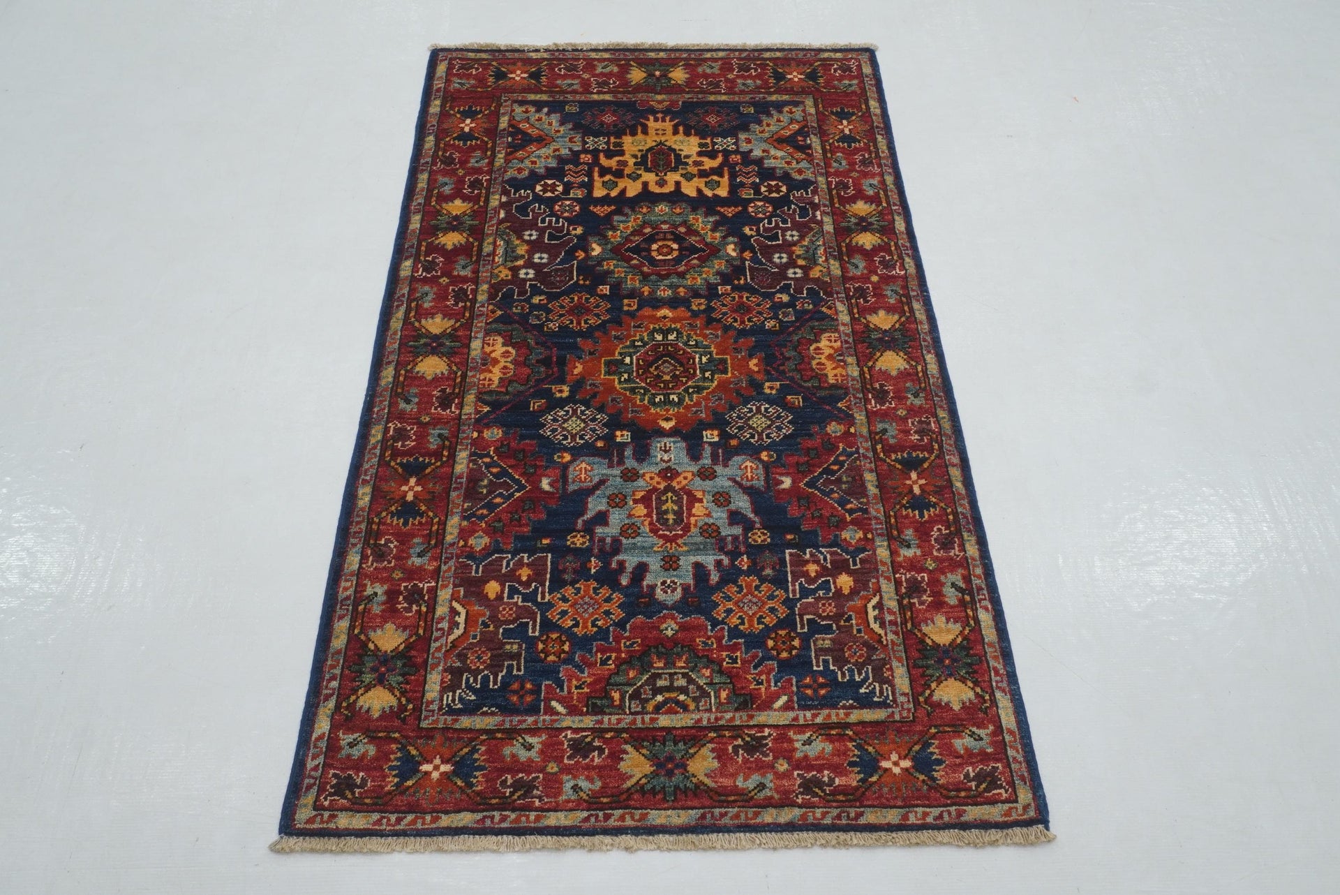 3x5 Navy Blue Baluch Afghan Hand knotted Oriental Rug