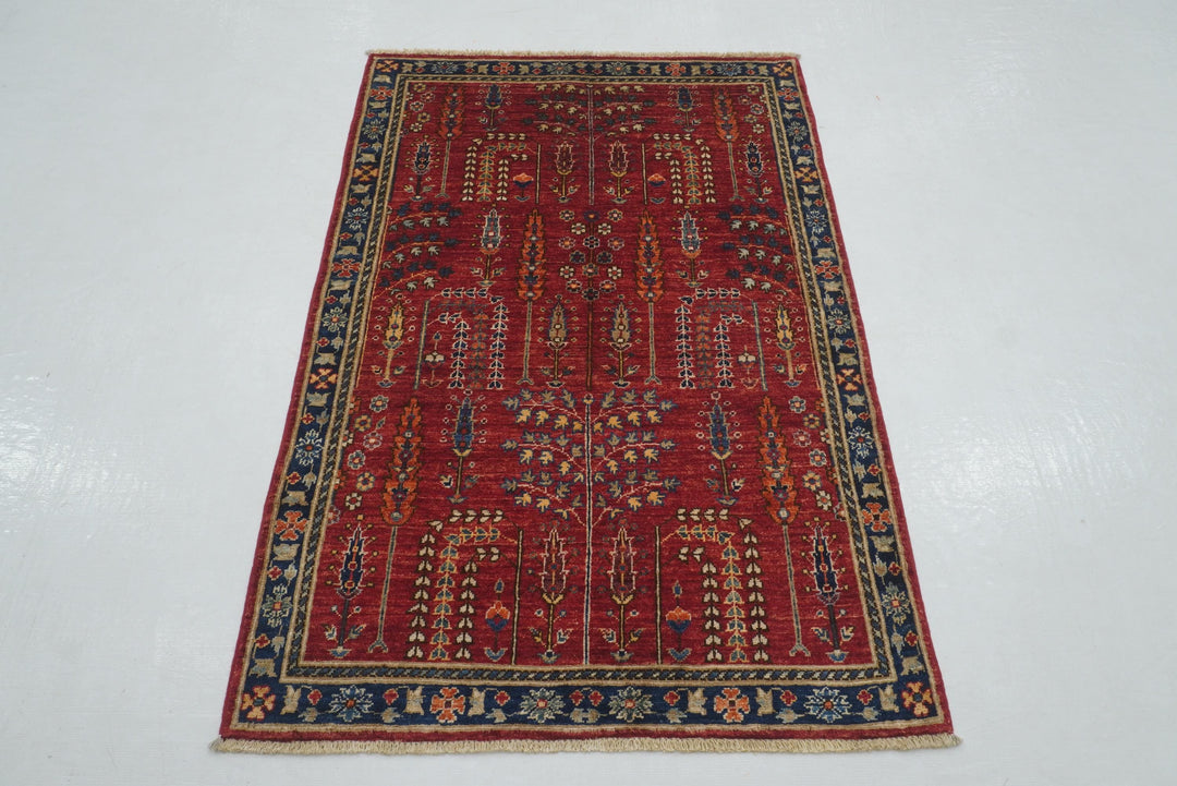 3x5 Red Bakhshaish Tribal Afghan Hand Knotted Oriental Rug