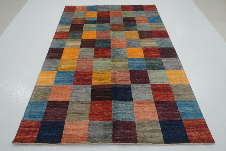 5x8 Checkered Multicolor box Gabbeh Rugs