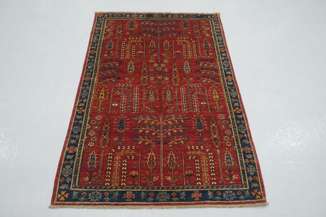 3x5 Red Bakhshaish Tribal Afghan Hand Knotted Oriental Rug