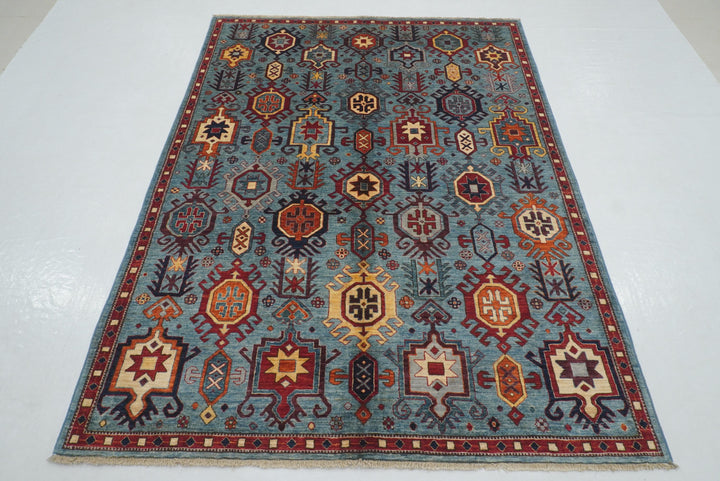 5x7 Blue Anatolian Oushak Hand Knotted Turkish Rug