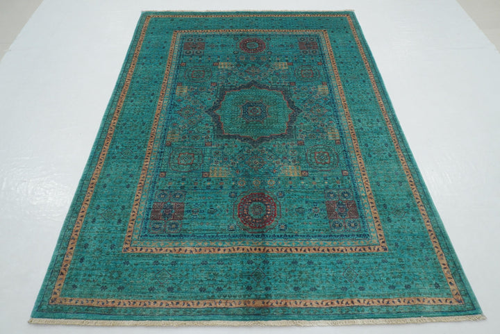 5x7 Turquoise Blue Mamluk Hand knotted Turkish Rug