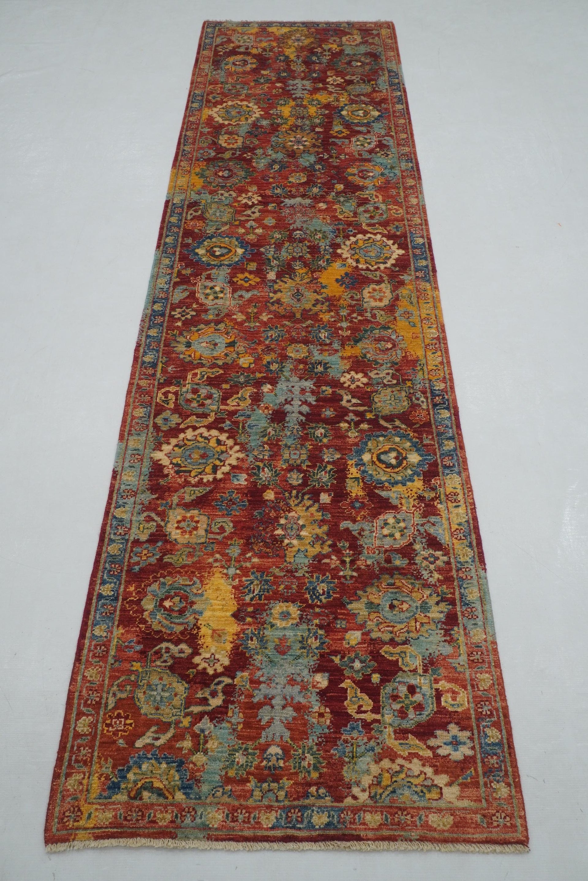 10 ft Red Modern Bidjar Afghan Hand knotted Runner Rug